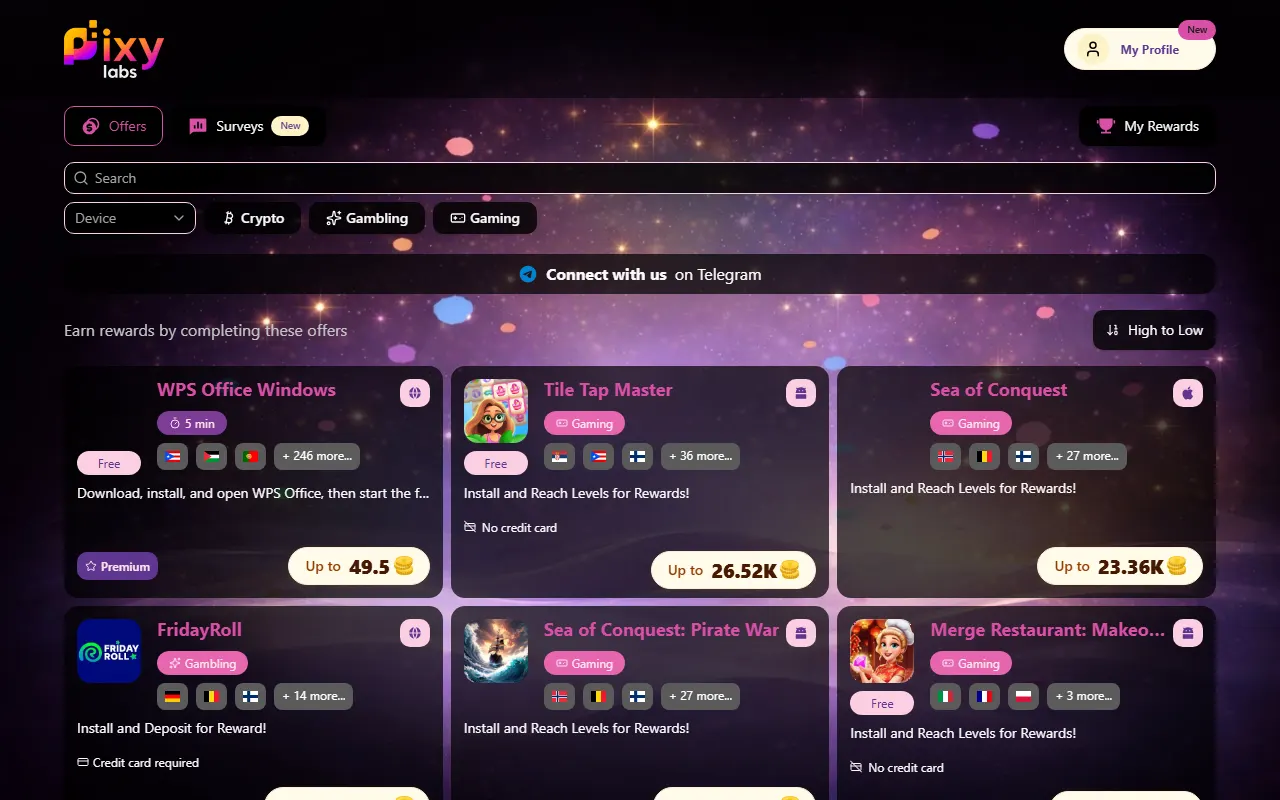 PixiLabs screen reference